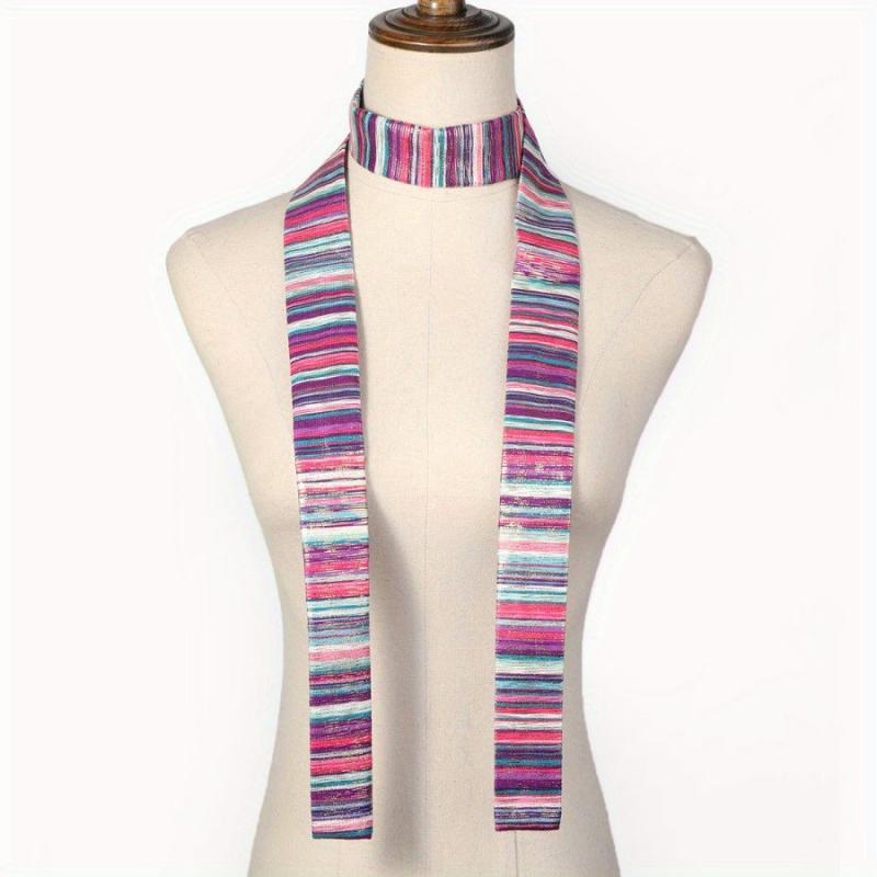 Colorful Striped Skinny Scarf for Women