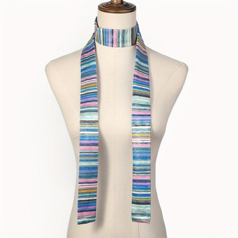 Colorful Striped Skinny Scarf for Women