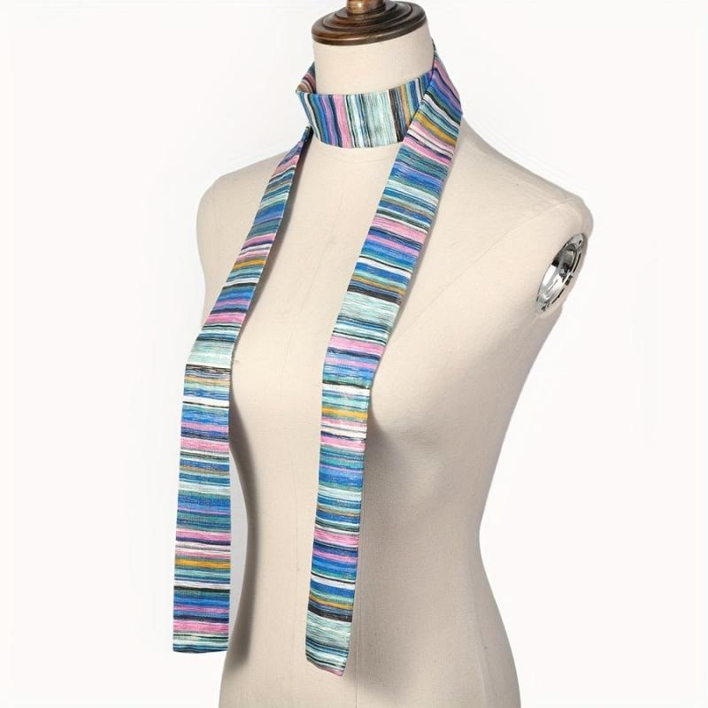 Colorful Striped Skinny Scarf for Women