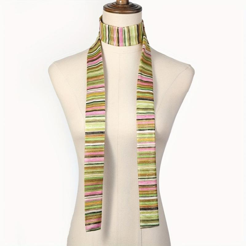 Colorful Striped Skinny Scarf for Women