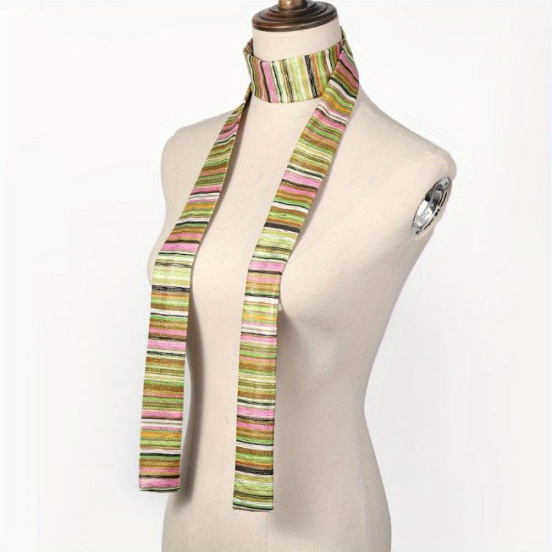 Colorful Striped Skinny Scarf for Women