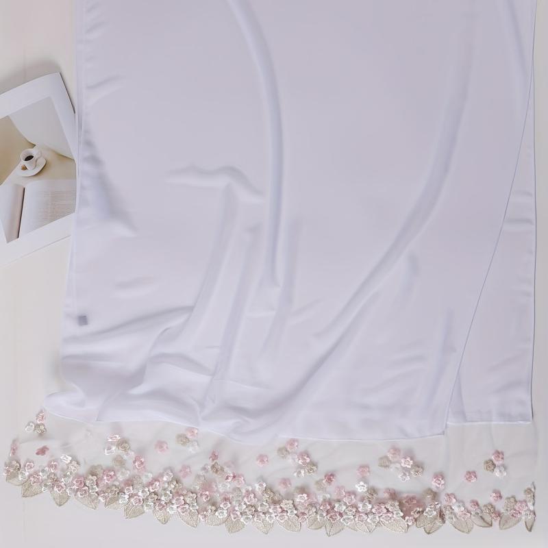 Chiffon Scarf Flower Embroidery Hijab Lightweight Shawl