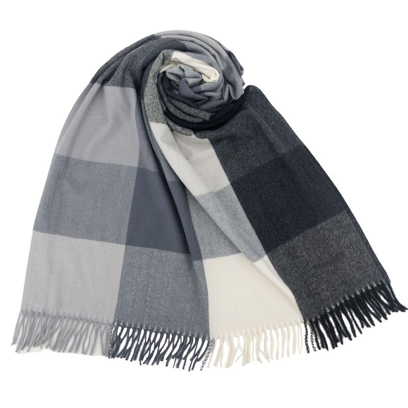 Geometric Plaid Tassel Scarf for Women Windproof Wrap