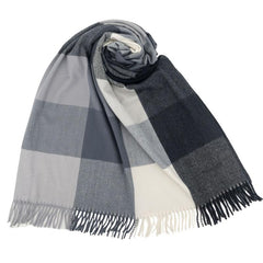 Geometric Plaid Tassel Scarf for Women Windproof Wrap