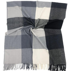 Geometric Plaid Tassel Scarf for Women Windproof Wrap