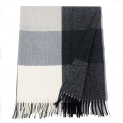 Geometric Plaid Tassel Scarf for Women Windproof Wrap