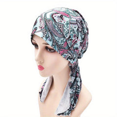 Vintage Paisley Print Head Wraps Elastic Turban Boho Headscarf Women