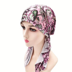 Vintage Paisley Print Head Wraps Elastic Turban Boho Headscarf Women