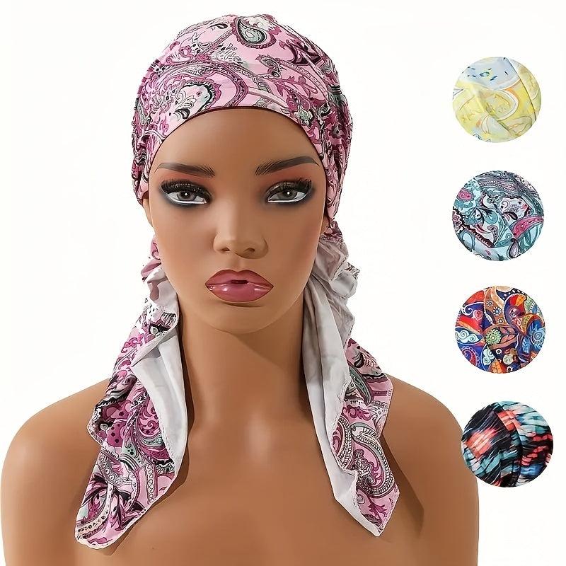 Vintage Paisley Print Head Wraps Elastic Turban Boho Headscarf Women