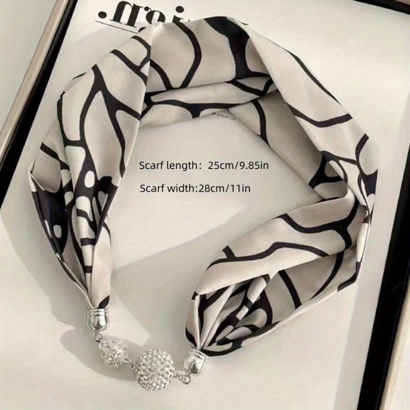 Magnetic Buckle Skinny Scarf Rhinestone Decor Necklace Neckerchief