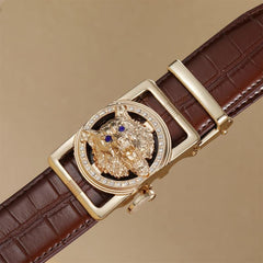Men's Golden Wolf Head Buckle Automatic Belt
