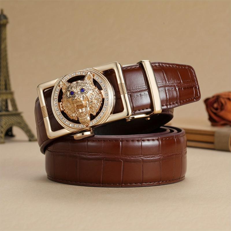 Men's Golden Wolf Head Buckle Automatic Belt