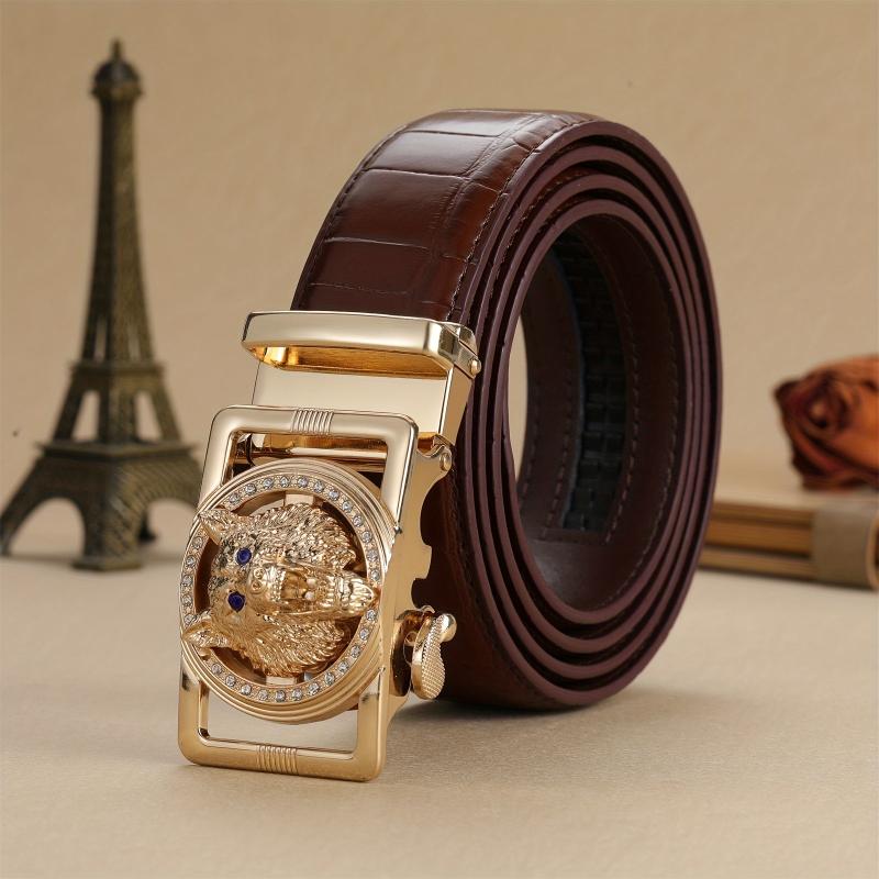 Men's Golden Wolf Head Buckle Automatic Belt
