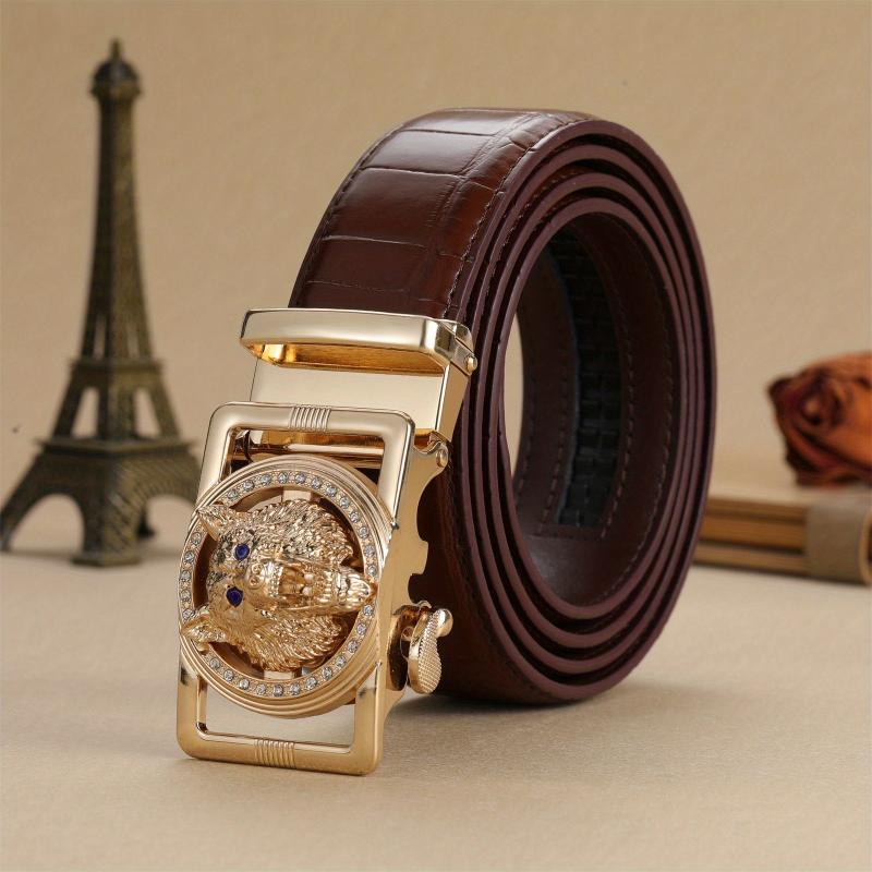 Men's Golden Wolf Head Buckle Automatic Belt