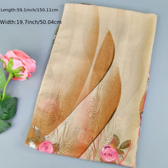 Colorful Flowers Chiffon Silk Scarf Retro Winter Shawl
