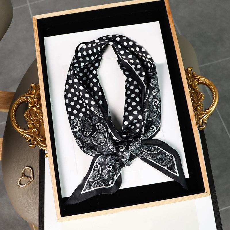 Polka Dot Paisley Print Skinny Scarf Long Ribbon Neckerchief Classic Decorative