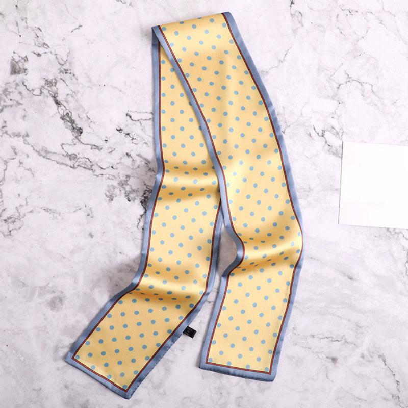 Cartoon Cat Print Skinny Scarf Long Ribbon Neckerchief for Women