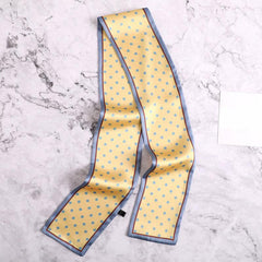 Cartoon Cat Print Skinny Scarf Long Ribbon Neckerchief for Women