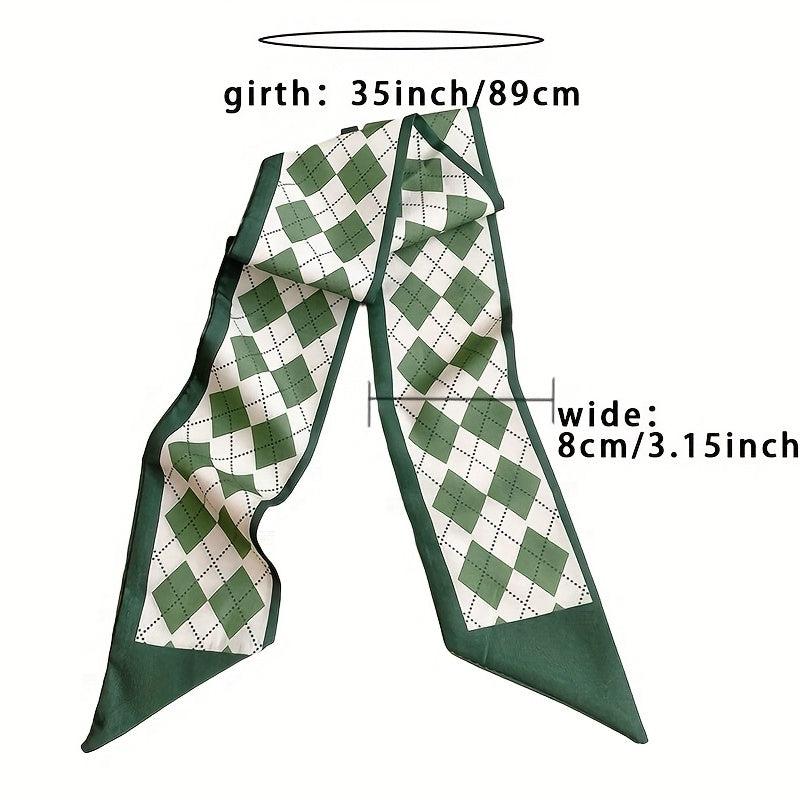 Green Printed Twilly Scarf Long Ribbon Neckerchief Classic