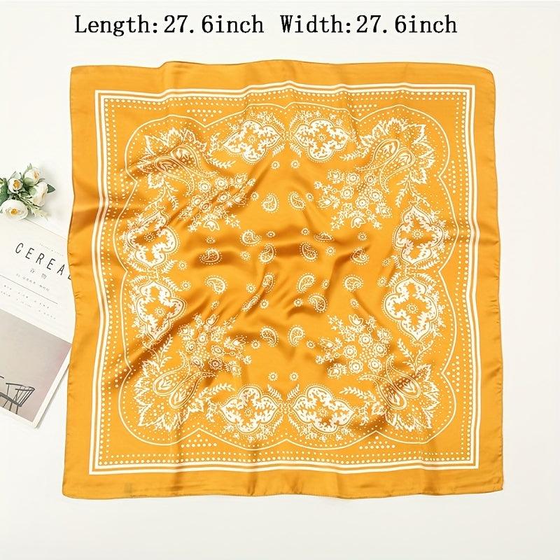 Paisley Print Silk Square Scarf Head Wrap Neckerchief Accessories