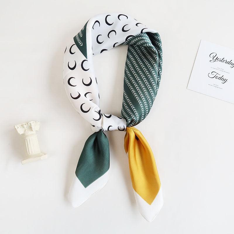 70 Crescents Silk Square Scarf Block Bandanas Neckerchief Head Wrap Hair Accesso