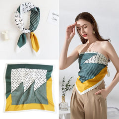 70 Crescents Silk Square Scarf Block Bandanas Neckerchief Head Wrap Hair Accesso