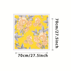 Flower Print Bandana Silk Square Scarf Satin Neckerchief Women Accessories