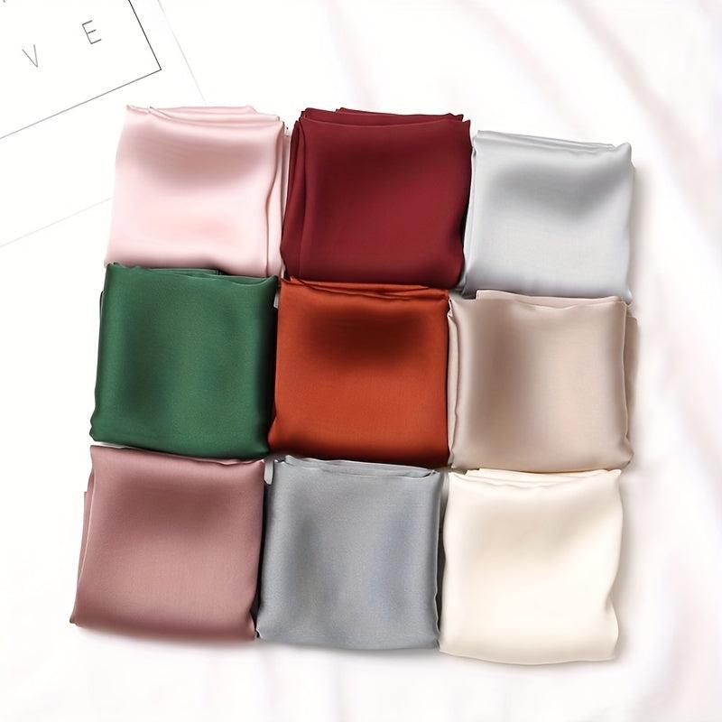 Satin Square Scarf Bandana Silk Neckerchief Women Head Wrap Hair Accessories