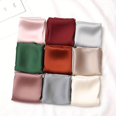 Satin Square Scarf Bandana Silk Neckerchief Women Head Wrap Hair Accessories