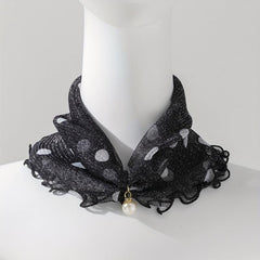 Polka Dot Ruffle Scarf & Neckerchief Infinity Scarf Faux Pearl Headband