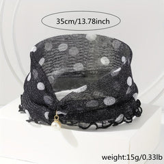 Polka Dot Ruffle Scarf & Neckerchief Infinity Scarf Faux Pearl Headband
