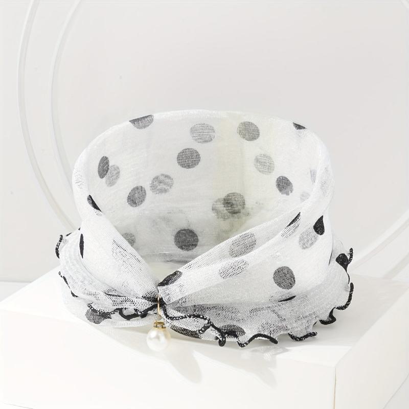 Polka Dot Ruffle Scarf & Neckerchief Infinity Scarf Faux Pearl Headband