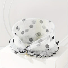 Polka Dot Ruffle Scarf & Neckerchief Infinity Scarf Faux Pearl Headband
