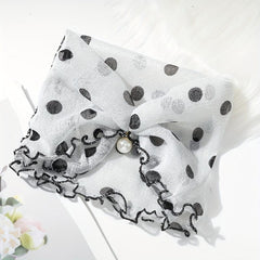 Polka Dot Ruffle Scarf & Neckerchief Infinity Scarf Faux Pearl Headband