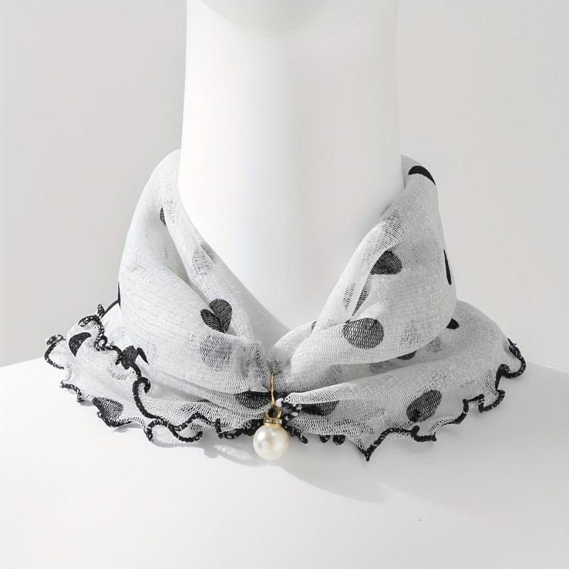 Polka Dot Ruffle Scarf & Neckerchief Infinity Scarf Faux Pearl Headband