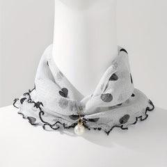 Polka Dot Ruffle Scarf & Neckerchief Infinity Scarf Faux Pearl Headband