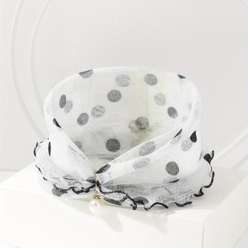 Polka Dot Ruffle Scarf & Neckerchief Infinity Scarf Faux Pearl Headband