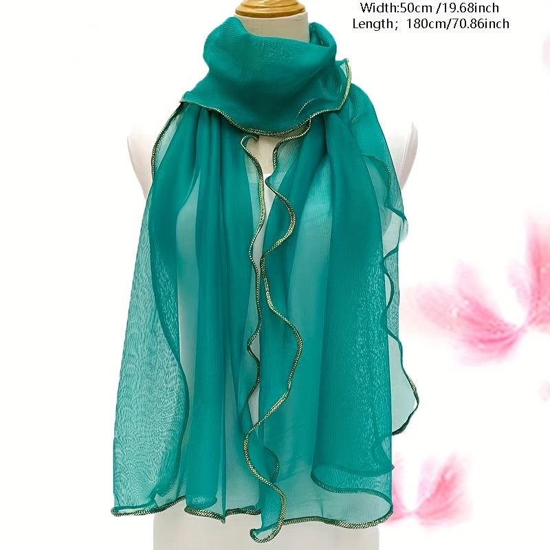 Ruffles Layer Lace Scarf Solid Gauze Shawl Head Wrap