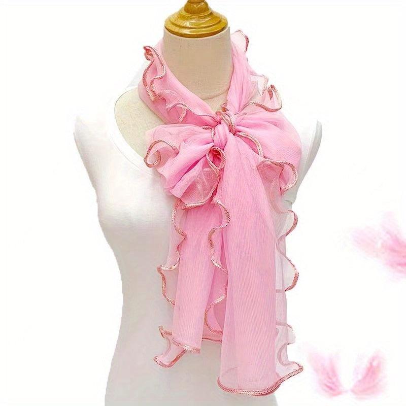 Ruffles Layer Lace Scarf Solid Gauze Shawl Head Wrap