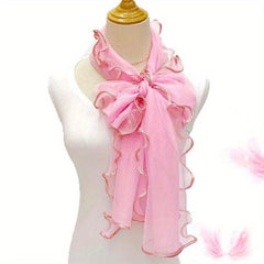 Ruffles Layer Lace Scarf Solid Gauze Shawl Head Wrap