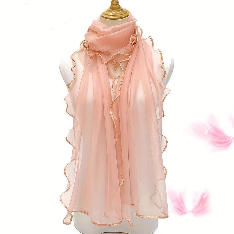 Ruffles Layer Lace Scarf Solid Gauze Shawl Head Wrap