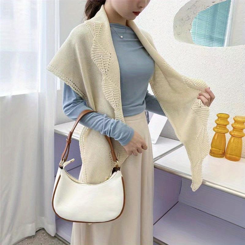 Cozy Knitted Triangle Scarf Phombus Lace Shawl for Autumn & Winter