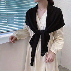 Cozy Knitted Triangle Scarf Phombus Lace Shawl for Autumn & Winter