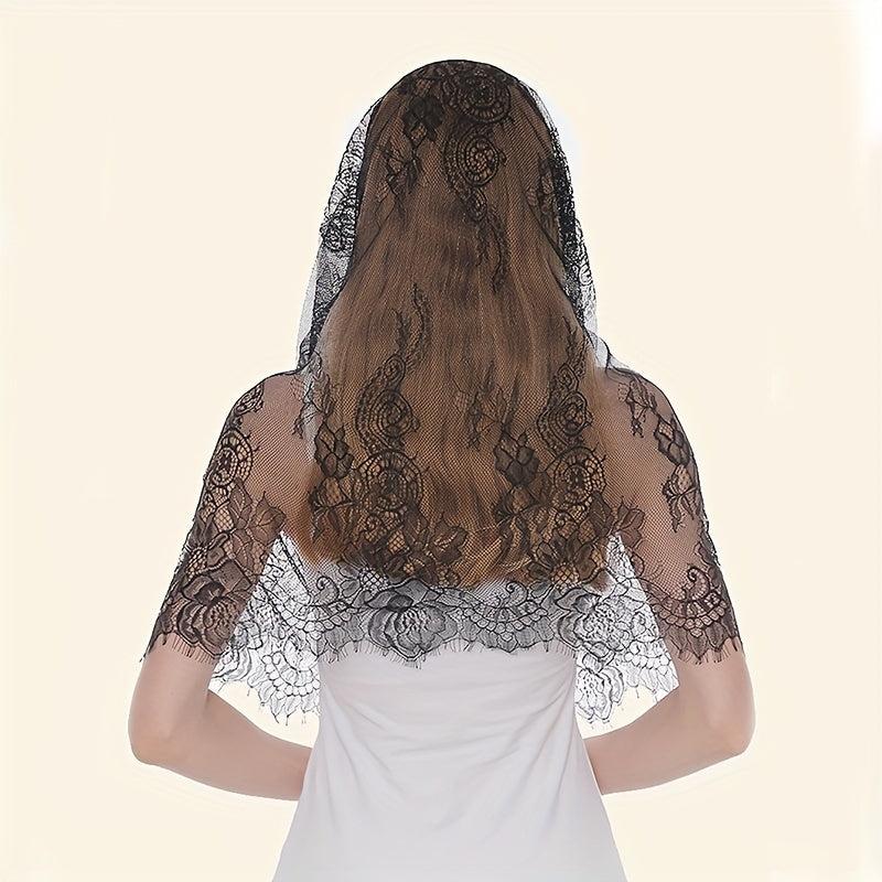 Embroidered Lace Mantilla Veil Scarf for Wedding Bridal Women