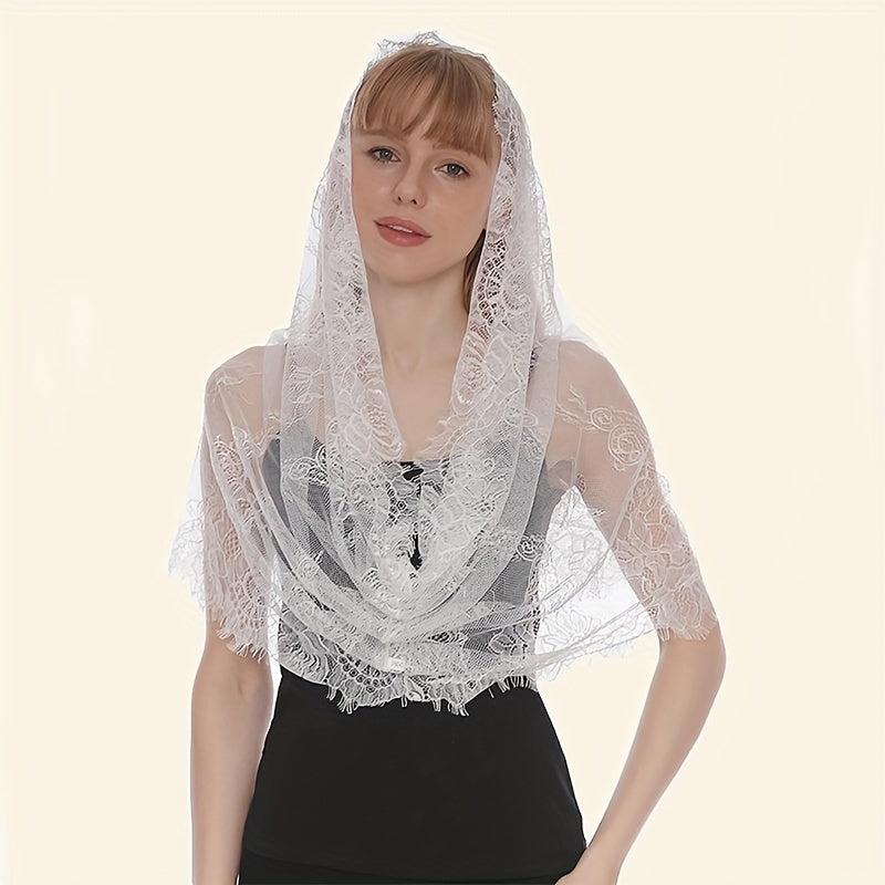 Embroidered Lace Mantilla Veil Scarf for Wedding Bridal Women