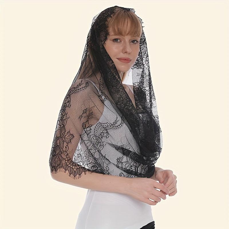 Embroidered Lace Mantilla Veil Scarf for Wedding Bridal Women