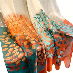Leaves Printed Lightweight Scarf for Sunscreen