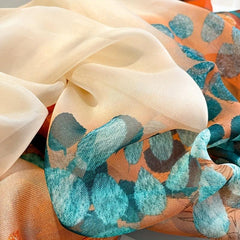 Leaves Printed Lightweight Scarf for Sunscreen