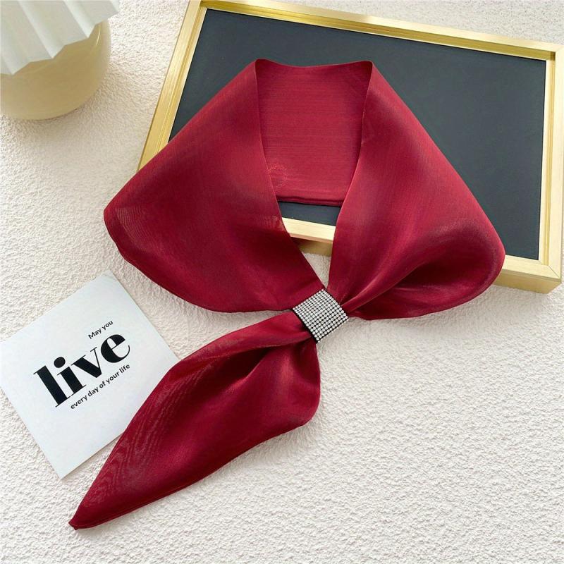 Glitter Rhinestone Twilly Scarf Ribbon Neckerchief Decorative Skinny Sca