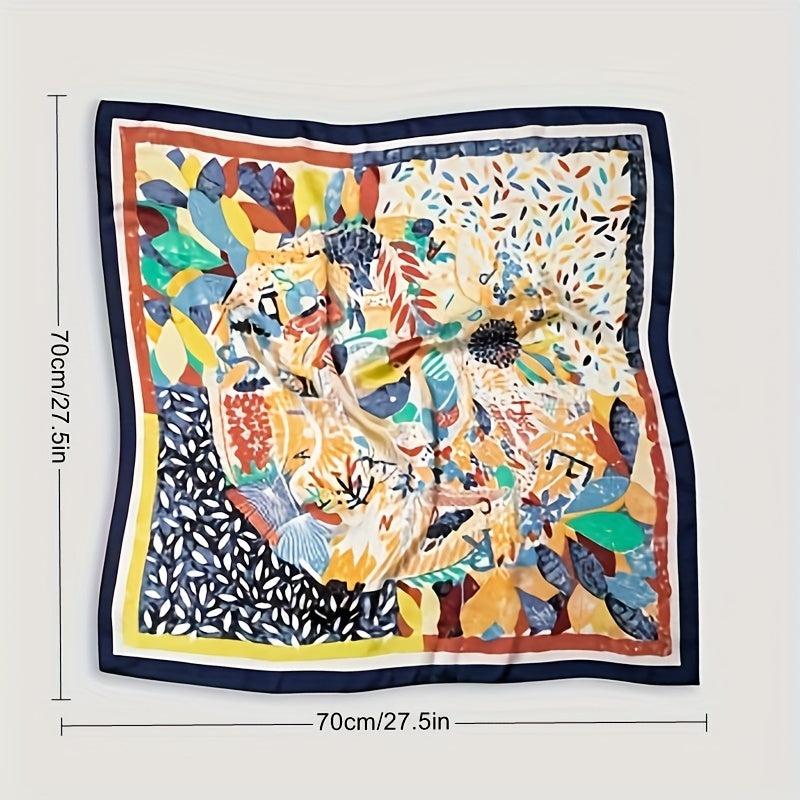 Boho Graphic Square Scarf Classic Satin Neckerchief Silk Bandana Head Wraps